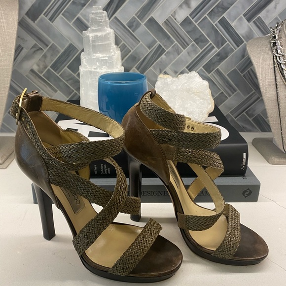 Jimmy Choo platform heels in a unique khaki greenish brown color 39.5 - Picture 2 of 5